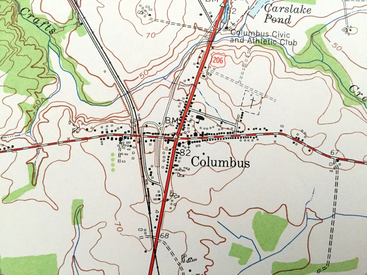 Antique Columbus, New Jersey 1957 US Geological Survey Topographic Map – Mansfield, Chesterfield, Springfield, New Hanover, Fort Dix, Sharp