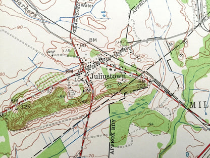 Antique Columbus, New Jersey 1957 US Geological Survey Topographic Map – Mansfield, Chesterfield, Springfield, New Hanover, Fort Dix, Sharp
