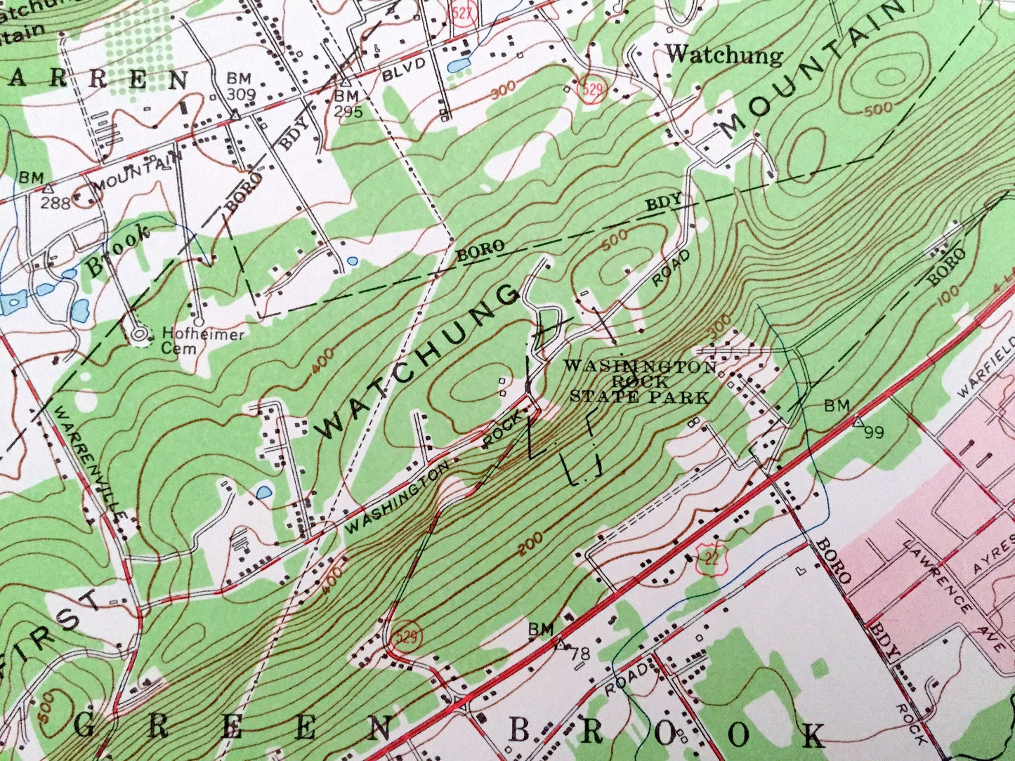 Antique Plainfield, New Jersey 1955 US Geological Survey Topographic Map – Scotch Plains, Dunellen, Green Brook New Brunswick Haven Homes NJ