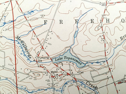 Antique Freehold, New Jersey 1953 US Geological Survey Topographic Map – Manalapan, Marlboro, Madison, Englishtown, Millhurst Gordons Corner