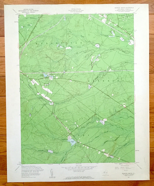 Antique Keswick Grove, New Jersey 1957 US Geological Survey Topographic Map – Lacey, Berkeley, Manchester, Pine Lake Park, Camp Columbus