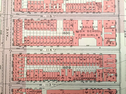 Antique Manhattan, New York City Map from Bromley's 1955 Manhattan Land Book – Morningside Heights, Manhattan Valley Central Park Harlem NYC