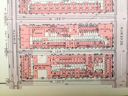 Antique Manhattan, New York City Map from Bromley's 1955 Manhattan Land Book – East Harlem, Riverton, Park Avenue, Madison, Bridge NYC NY