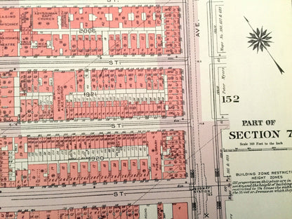 Antique Manhattan, New York City Map from Bromley's 1955 Manhattan Land Book – East Harlem, Riverton, Park Avenue, Madison, Bridge NYC NY