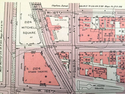 Antique Manhattan, New York City Map from Bromley's 1955 Manhattan Land Book – Highbridge Park, Fort Washington Heights, Harlem River NYC NY