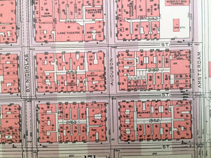 Antique Manhattan, New York City Map from Bromley's 1955 Manhattan Land Book – Hudson Heights, Fort George, Washington Park, Uptown, NYC NY