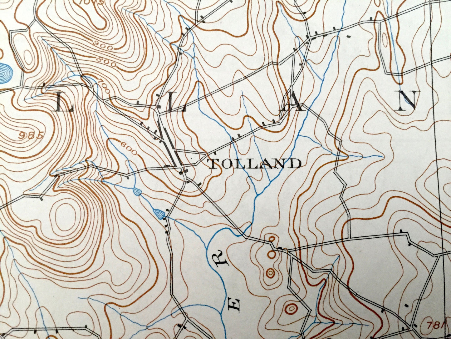 Antique Tolland, Connecticut 1892 US Geological Survey Topographic Map – Rockville, Coventry, Ellington, Somers, Stafford Springs, CT, Conn