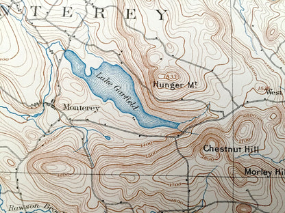 Antique Sandisfield, Massachusetts 1897 US Geological Survey Topographic Map – Otis, Monterey, New Marlboro, Tolland, Norfolk, Connecticut