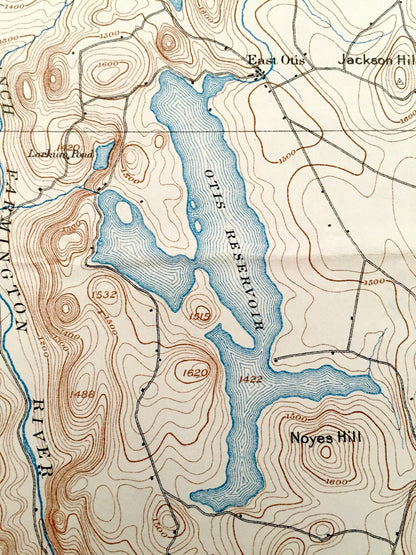 Antique Sandisfield, Massachusetts 1897 US Geological Survey Topographic Map – Otis, Monterey, New Marlboro, Tolland, Norfolk, Connecticut