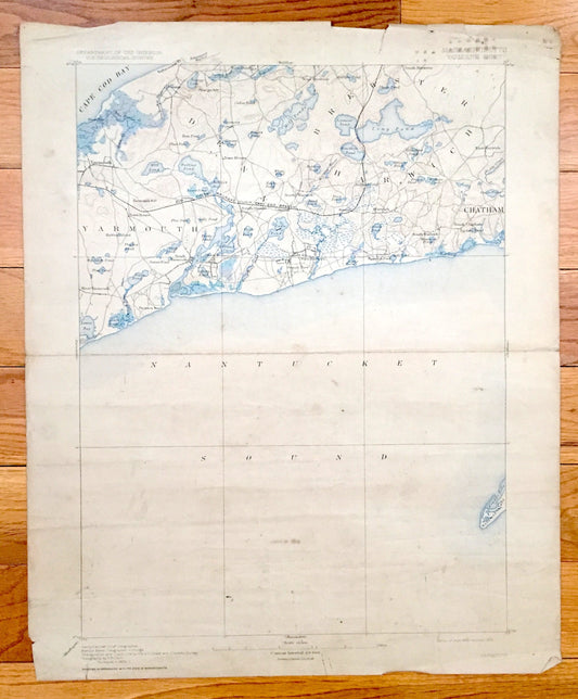 Antique Yarmouth, Massachusetts 1893 US Geological Survey Topographic Map — Cape Cod, Dennis Port, Brewster, Harwich Port, Chatham, Beach MA