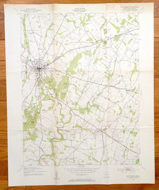 Antique Gettysburg, Pennsylvania 1951 US Geological Survey Topographic Map – Cumberland, Mount Joy, Straban, Mount Pleasant, Civil War, PA