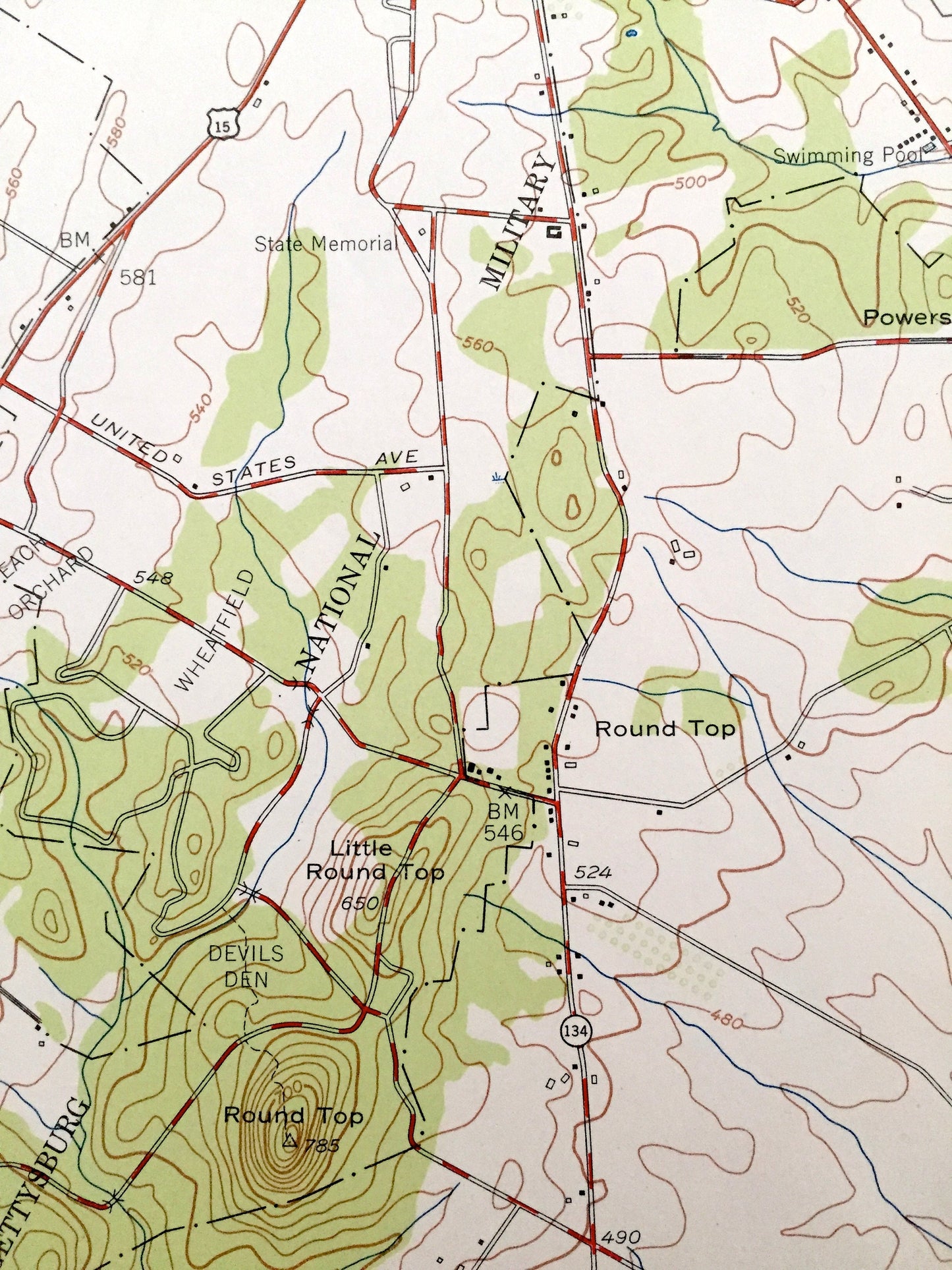 Antique Gettysburg, Pennsylvania 1951 US Geological Survey Topographic Map – Cumberland, Mount Joy, Straban, Mount Pleasant, Civil War, PA