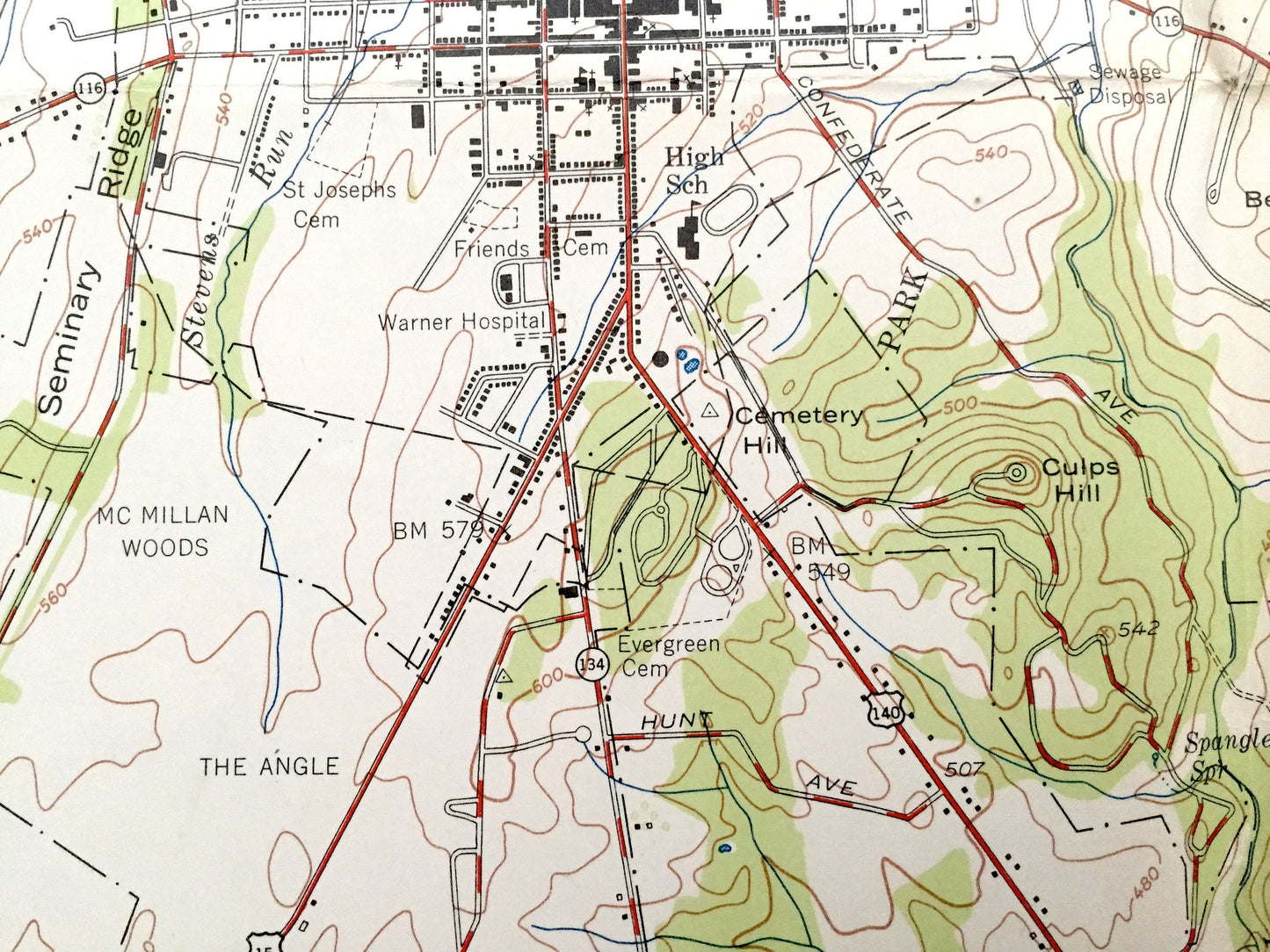 Antique Gettysburg, Pennsylvania 1951 US Geological Survey Topographic Map – Cumberland, Mount Joy, Straban, Mount Pleasant, Civil War, PA