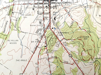 Antique Gettysburg, Pennsylvania 1951 US Geological Survey Topographic Map – Cumberland, Mount Joy, Straban, Mount Pleasant, Civil War, PA