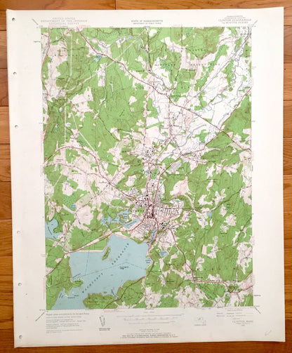 Antique Clinton, Massachusetts 1950 US Geological Survey Topographic Map – Worcester County, Sterling, Berlin, Leominster, Boylston, MA