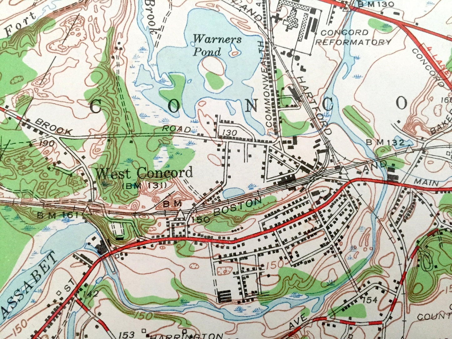 Antique Maynard, Massachusetts 1950 US Geological Survey Topographic Map – Concord, Sudbury, Acton, Hudson, Stow, Assabet Valley, MA