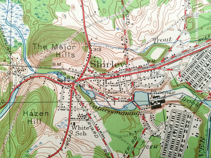 Antique Shirley, Massachusetts 1950 US Geological Survey Topographic Map – Lancaster, Leominster, Lunenburg, Townsend, Groton, Fort Devens