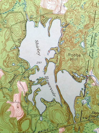 Antique Shirley, Massachusetts 1950 US Geological Survey Topographic Map – Lancaster, Leominster, Lunenburg, Townsend, Groton, Fort Devens