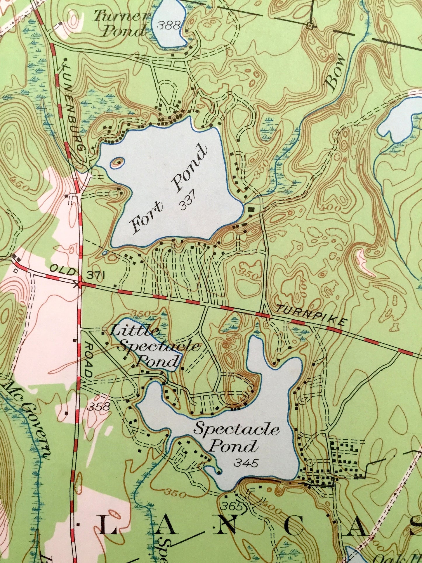 Antique Shirley, Massachusetts 1950 US Geological Survey Topographic Map – Lancaster, Leominster, Lunenburg, Townsend, Groton, Fort Devens