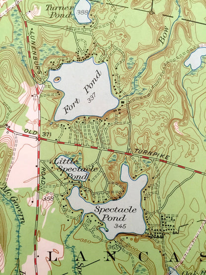Antique Shirley, Massachusetts 1950 US Geological Survey Topographic Map – Lancaster, Leominster, Lunenburg, Townsend, Groton, Fort Devens