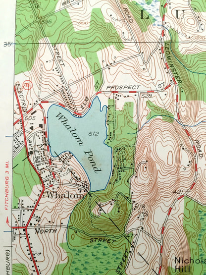 Antique Shirley, Massachusetts 1950 US Geological Survey Topographic Map – Lancaster, Leominster, Lunenburg, Townsend, Groton, Fort Devens
