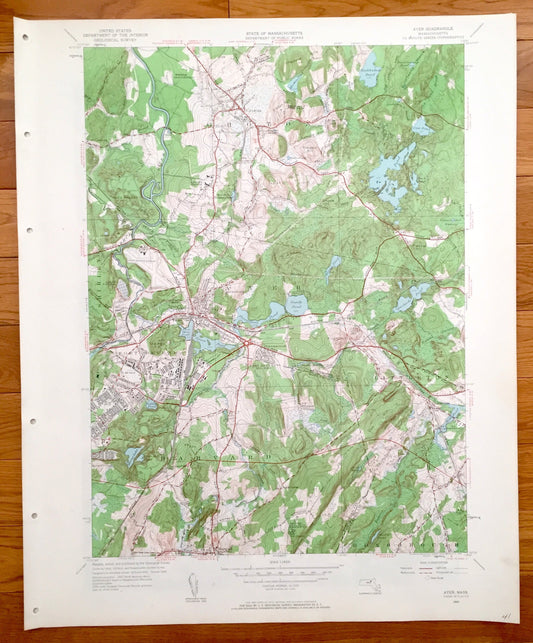 Antique Antique Ayer, Massachusetts 1950 US Geological Survey Topographic Map – Harvard, Littleton,  Fort Devens, Boxborough, Shirley, MA