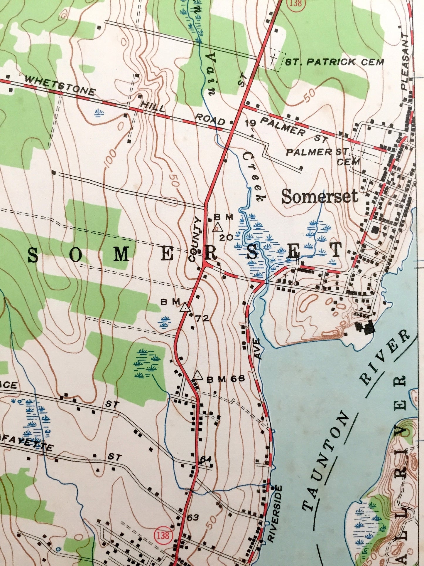 Antique Somerset, Massachusetts 1943 US Geological Survey Topographic Map – Dighton, Pottersville, Rehoboth, Manwhage, Bristol County