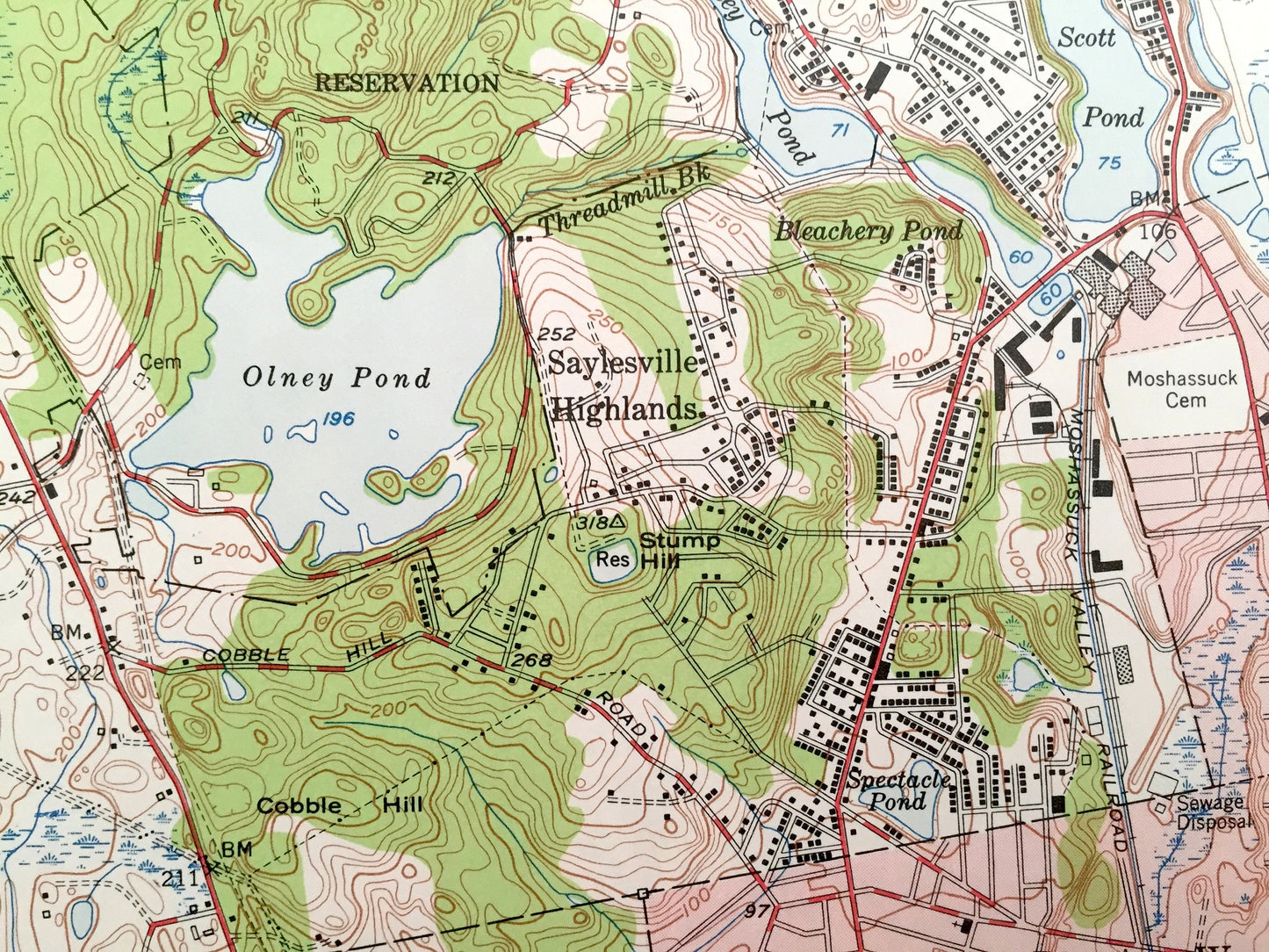 Antique Pawtucket, Rhode Island 1949 US Geological Survey Topographic Map – Cumberland, Central Falls, Lincoln, Woonsocket, Massachusetts RI