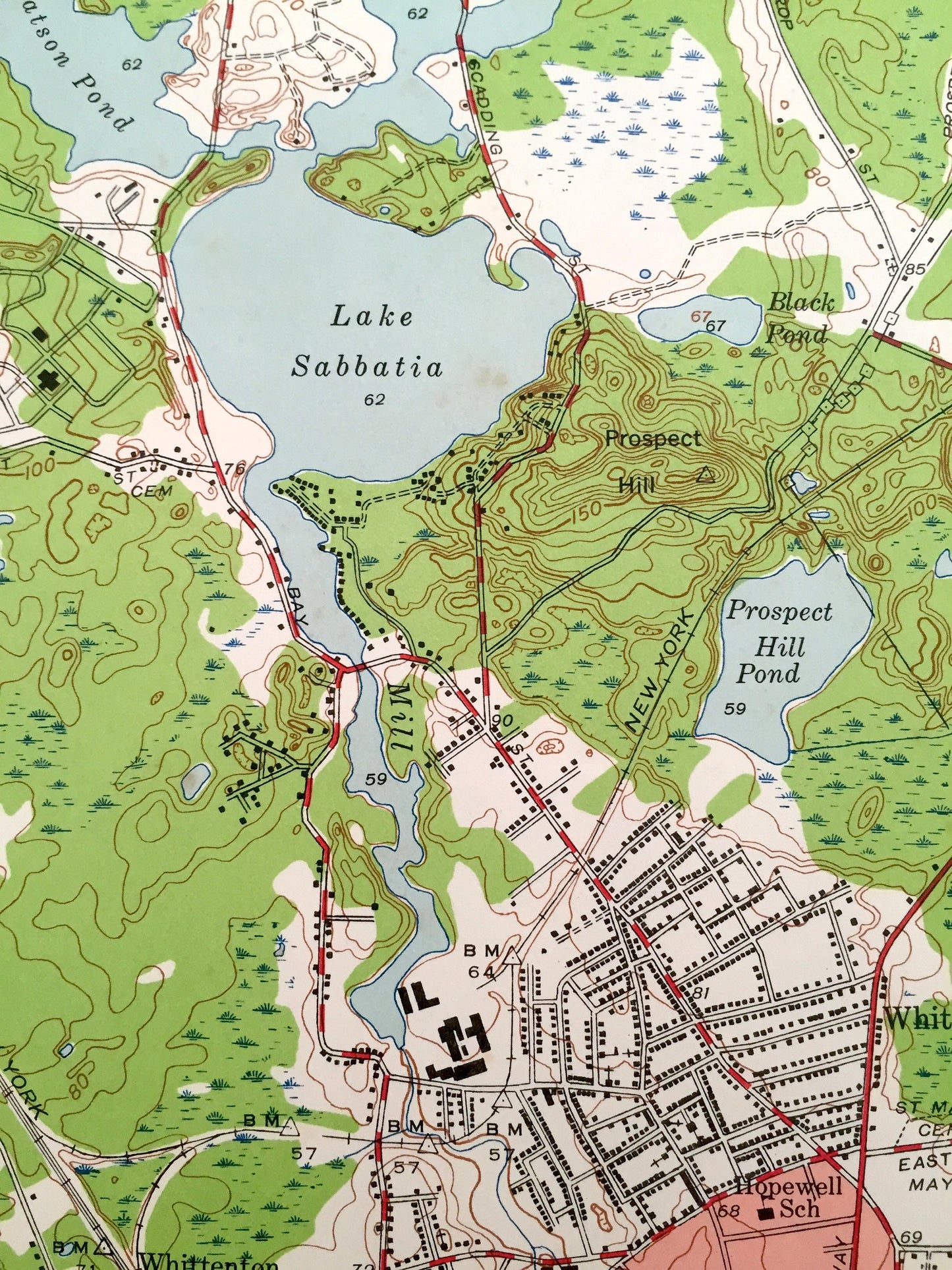 Antique Taunton, Massachusetts 1944 US Geological Survey Topographic Map – Bridgewater, Raynham, Norton, Easton, Lake Sabbatia & Nippenicket