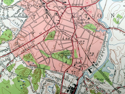 Antique Taunton, Massachusetts 1944 US Geological Survey Topographic Map – Bridgewater, Raynham, Norton, Easton, Lake Sabbatia & Nippenicket