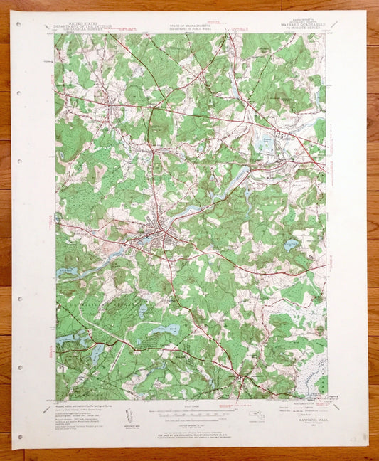 Antique Maynard, Massachusetts 1950 US Geological Survey Topographic Map – Concord, Sudbury, Acton, Hudson, Stow, Assabet Valley, MA