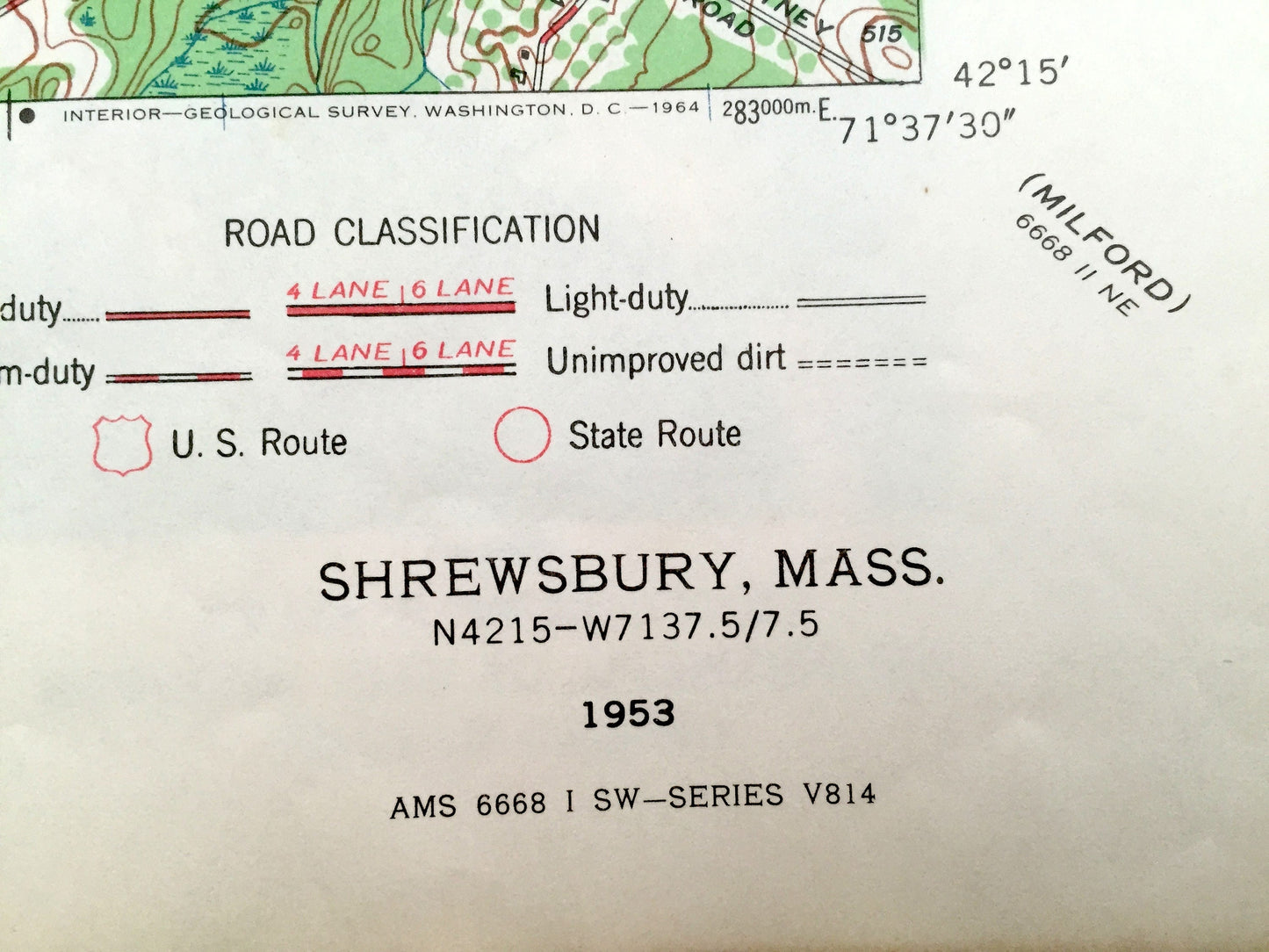 Antique Shrewsbury, Massachusetts 1953 US Geological Survey Topographic Map – Boylston, Berlin, Northborough, Westborough, Fairlawn