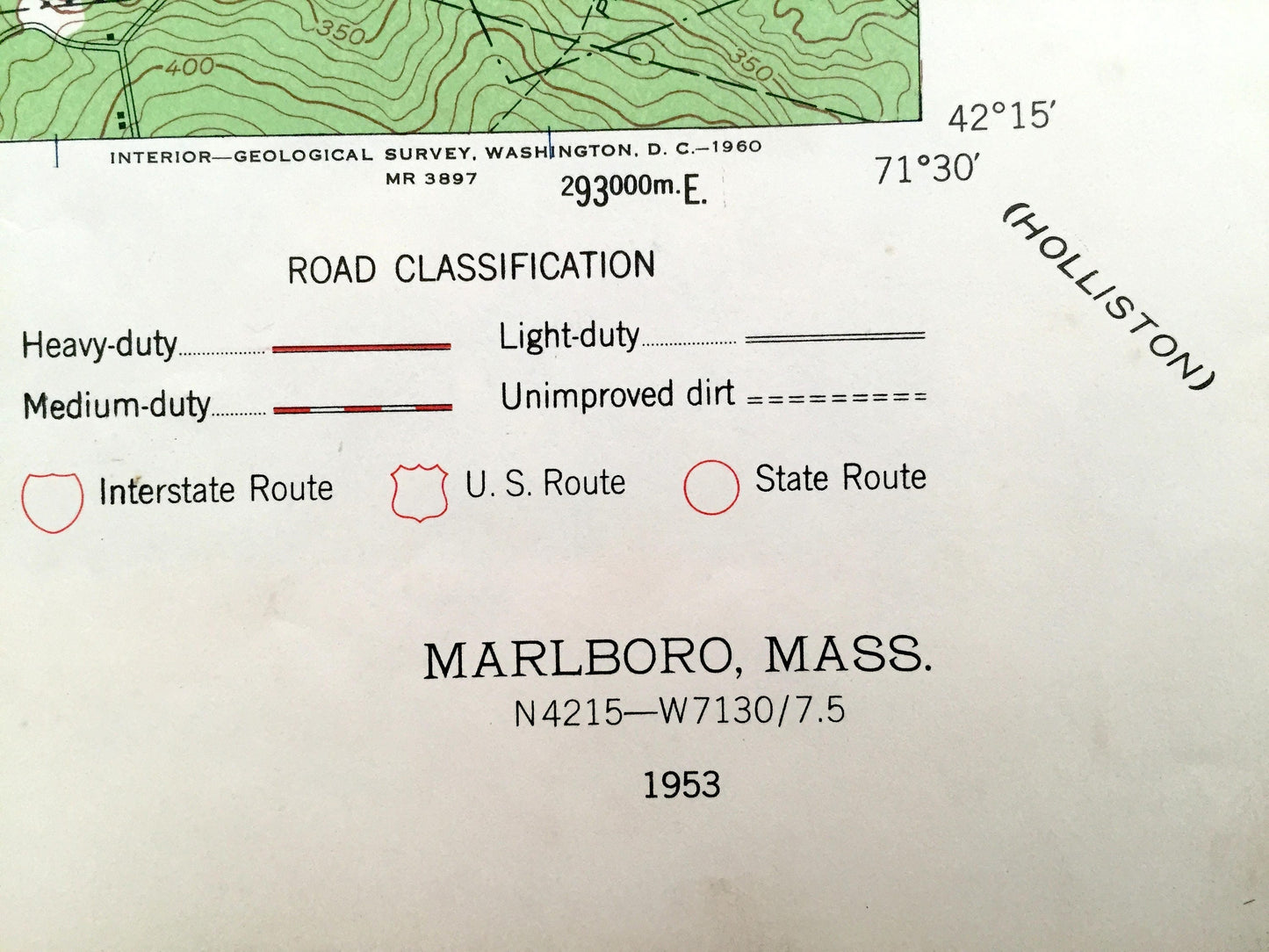 Antique Marlborough, Massachusetts 1953 US Geological Survey Topographic Map - Westborough, Northborough, Hopkinton, Ashland, Marlboro, MA
