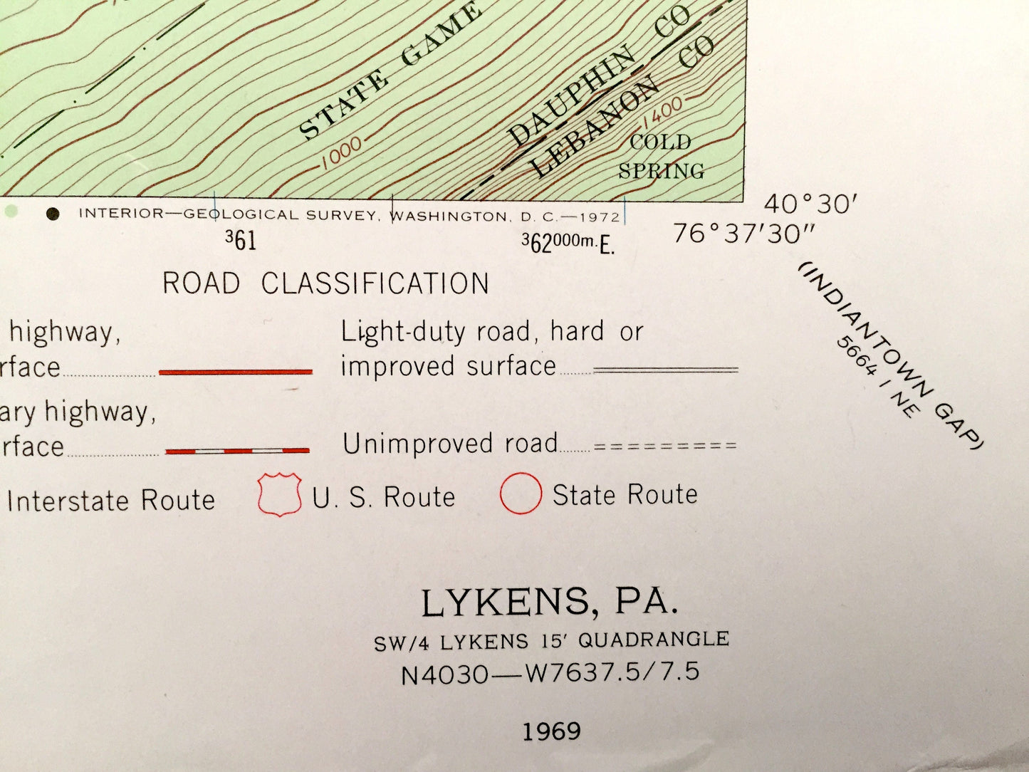 Antique Lykens, Pennsylvania 1969 US Geological Survey Topographic Map – Wiconisco, Jefferson, Gratz, Rush, Haldeman State Forest, Berry Mtn
