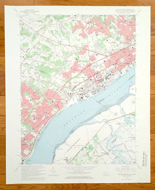 Antique Marcus Hook, Pennsylvania 1967 US Geological Survey Topographic Map – Chichester, Bethel, Oldmans, New Jersey & Holly Oak, Delaware