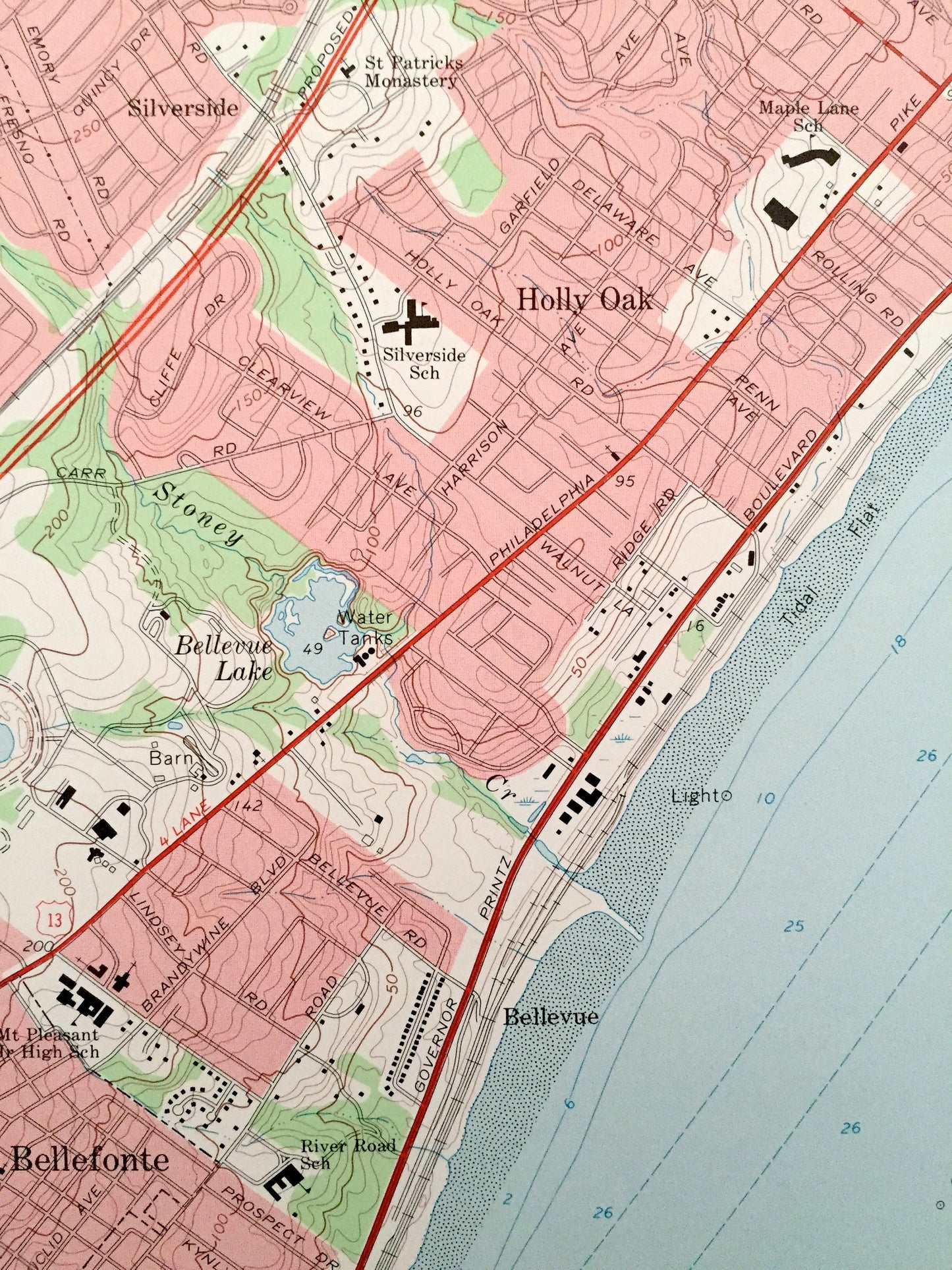 Antique Marcus Hook, Pennsylvania 1967 US Geological Survey Topographic Map – Chichester, Bethel, Oldmans, New Jersey & Holly Oak, Delaware