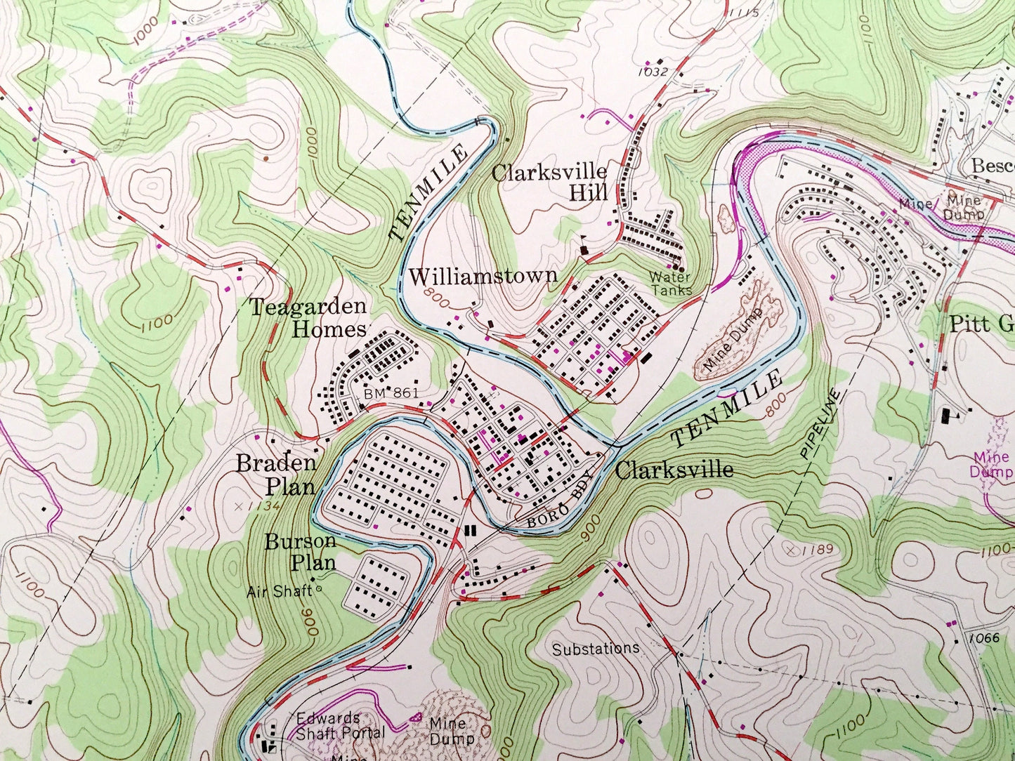 Antique Mather, Pennsylvania 1961 US Geological Survey Topographic Map – Greene, Washington County, Jefferson, Williamstown Khedive, PA