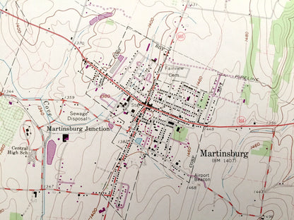 Antique Martinsburg, Pennsylvania 1963 US Geological Survey Topographic Map – Blair, Bedford County, Curryville, Huston, Millerstown, PA