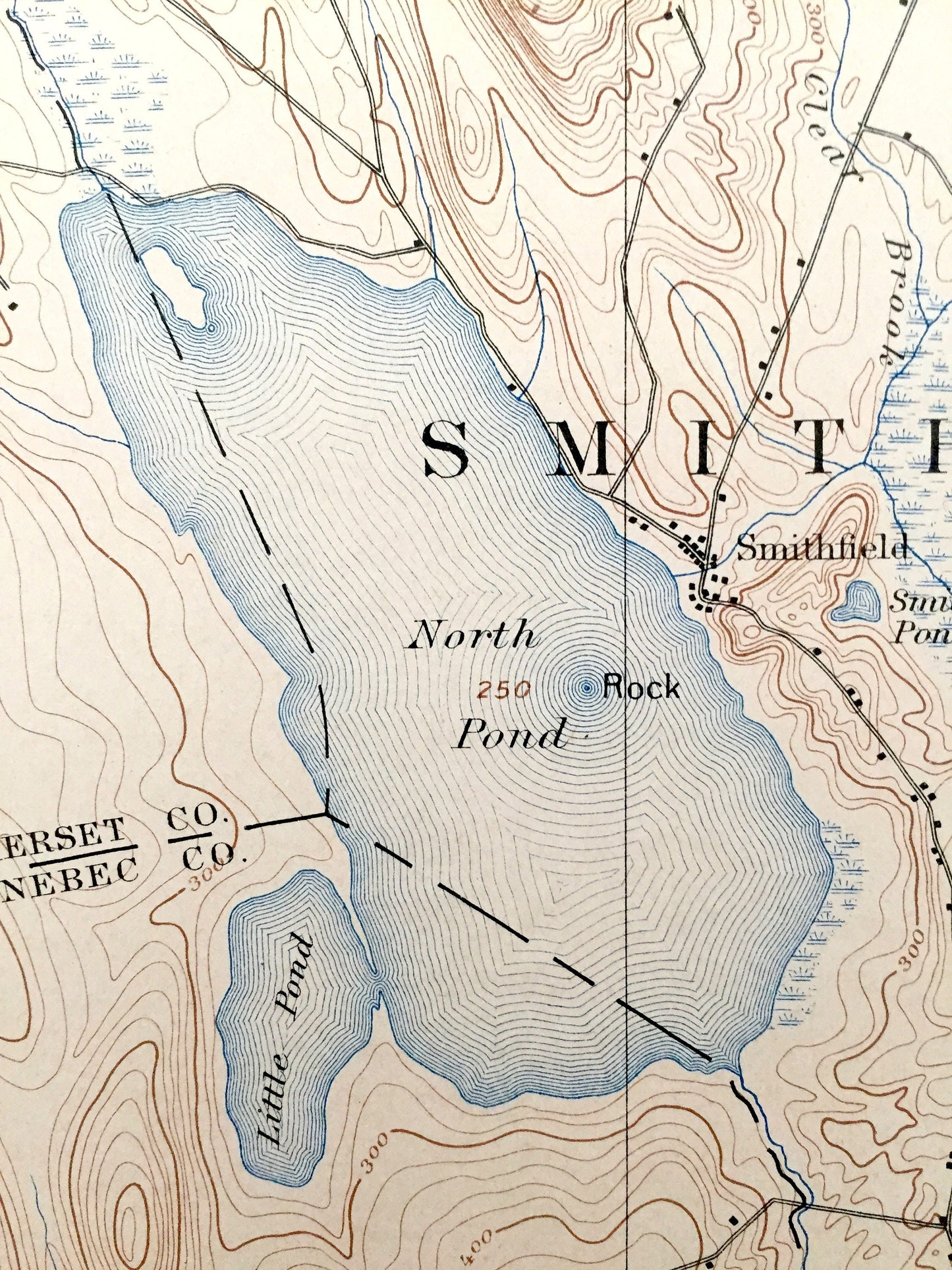 Antique Norridgewock, Maine 1898 US Geological Survey Topographic Map – Rome, Mercer, Starks, Great Pond, North Pond, Smithfield, Vienna