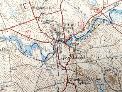 Antique Penacook, New Hampshire 1927 US Geological Survey Topographic Map – Northfield, Tilton, Salisbury, Boscawen, Concord, Canterbury NH
