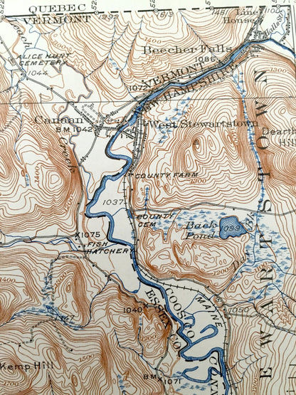 Antique Averill, Vermont 1929 US Geological Survey Topographic Map – Coos, Essex County, Lemington, Stratford, Columbia, New Hampshire VT NH