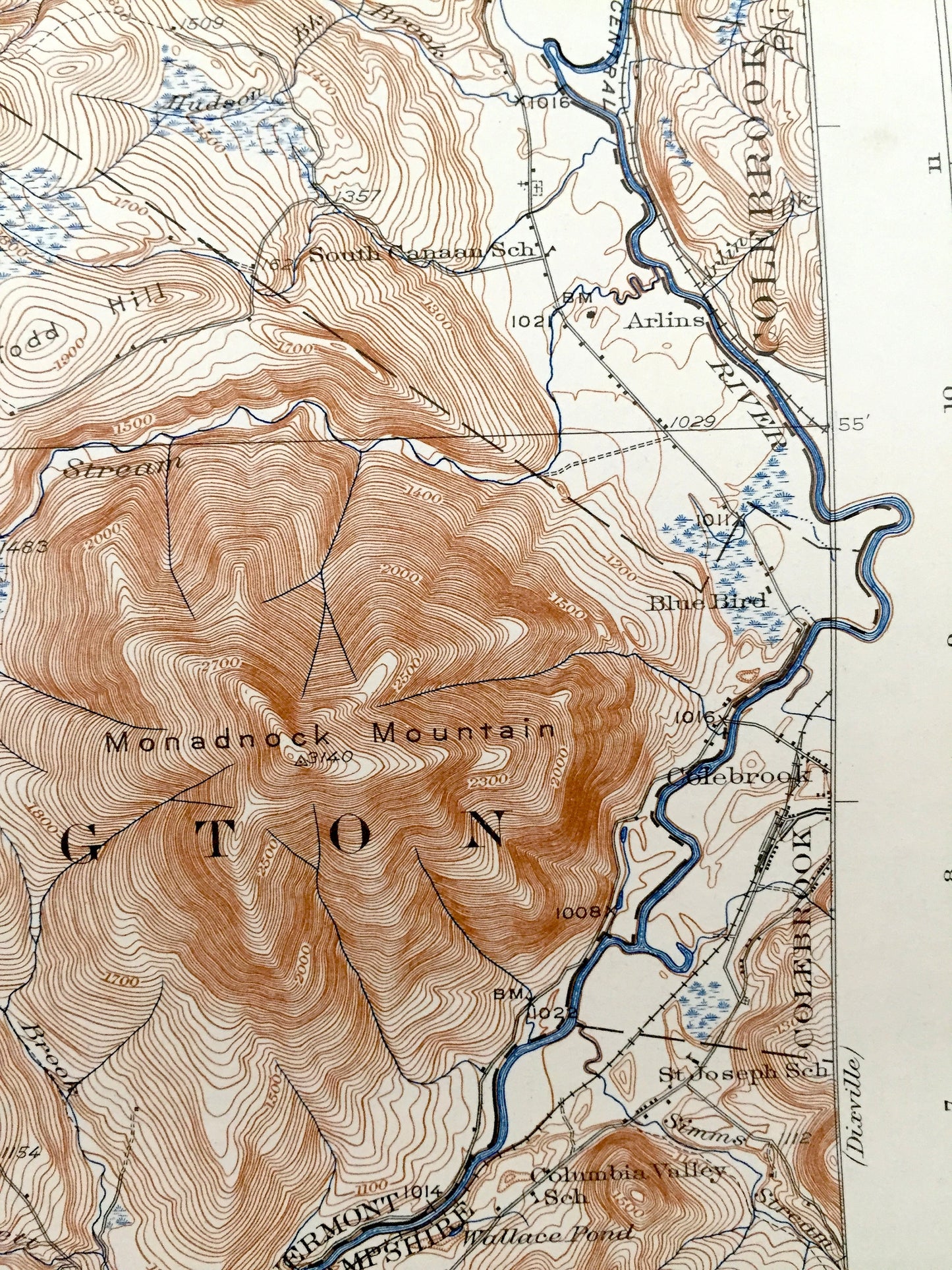 Antique Averill, Vermont 1929 US Geological Survey Topographic Map – Coos, Essex County, Lemington, Stratford, Columbia, New Hampshire VT NH