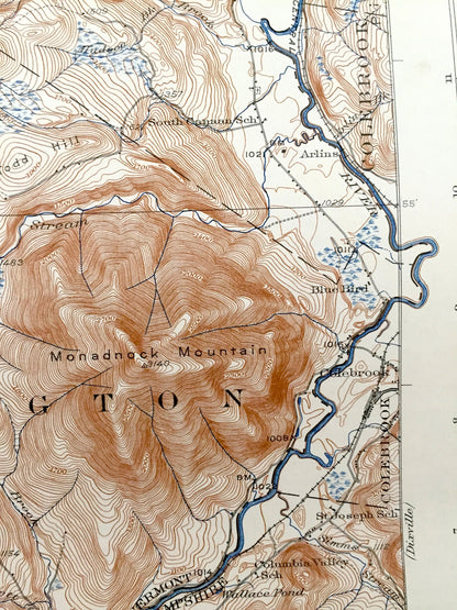 Antique Averill, Vermont 1929 US Geological Survey Topographic Map – Coos, Essex County, Lemington, Stratford, Columbia, New Hampshire VT NH