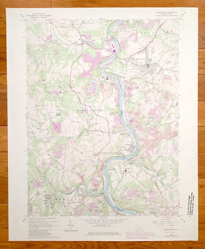 Antique Masontown, Pennsylvania 1964 US Geological Survey Topographic Map – Fayette, Greene County, Greensboro, Martin, Bobtown, Ronco PA