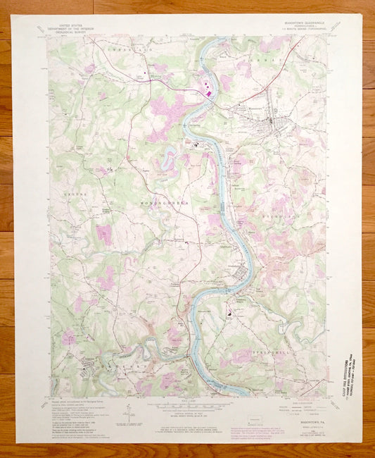 Antique Masontown, Pennsylvania 1964 US Geological Survey Topographic Map – Fayette, Greene County, Greensboro, Martin, Bobtown, Ronco PA