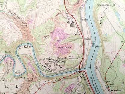 Antique Masontown, Pennsylvania 1964 US Geological Survey Topographic Map – Fayette, Greene County, Greensboro, Martin, Bobtown, Ronco PA