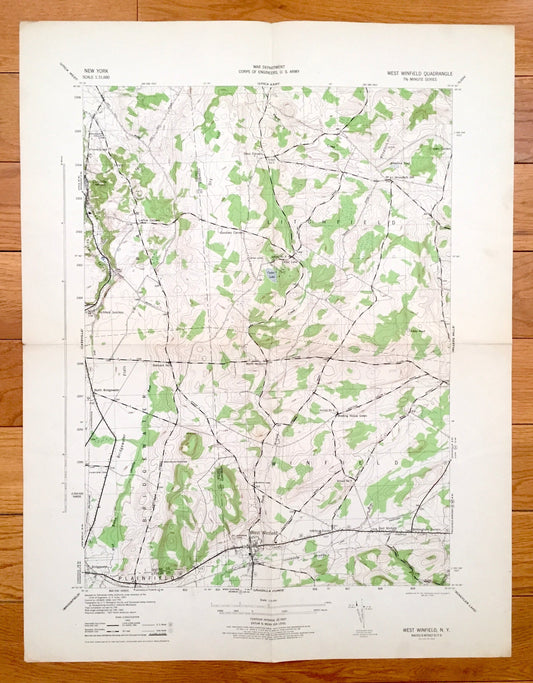 Antique West Winfield, New York 1945 US Army Topographic Map — Clayville, Litchfield, Paris, Bridgewater, Herkimer, Oneida, Otsego County NY