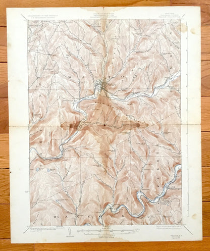 Antique Walton, New York 1925 US Geological Survey Topographic Map – Corbett, Gregorytown, Tompkins, Hamden, Hancock, Delaware County, NY