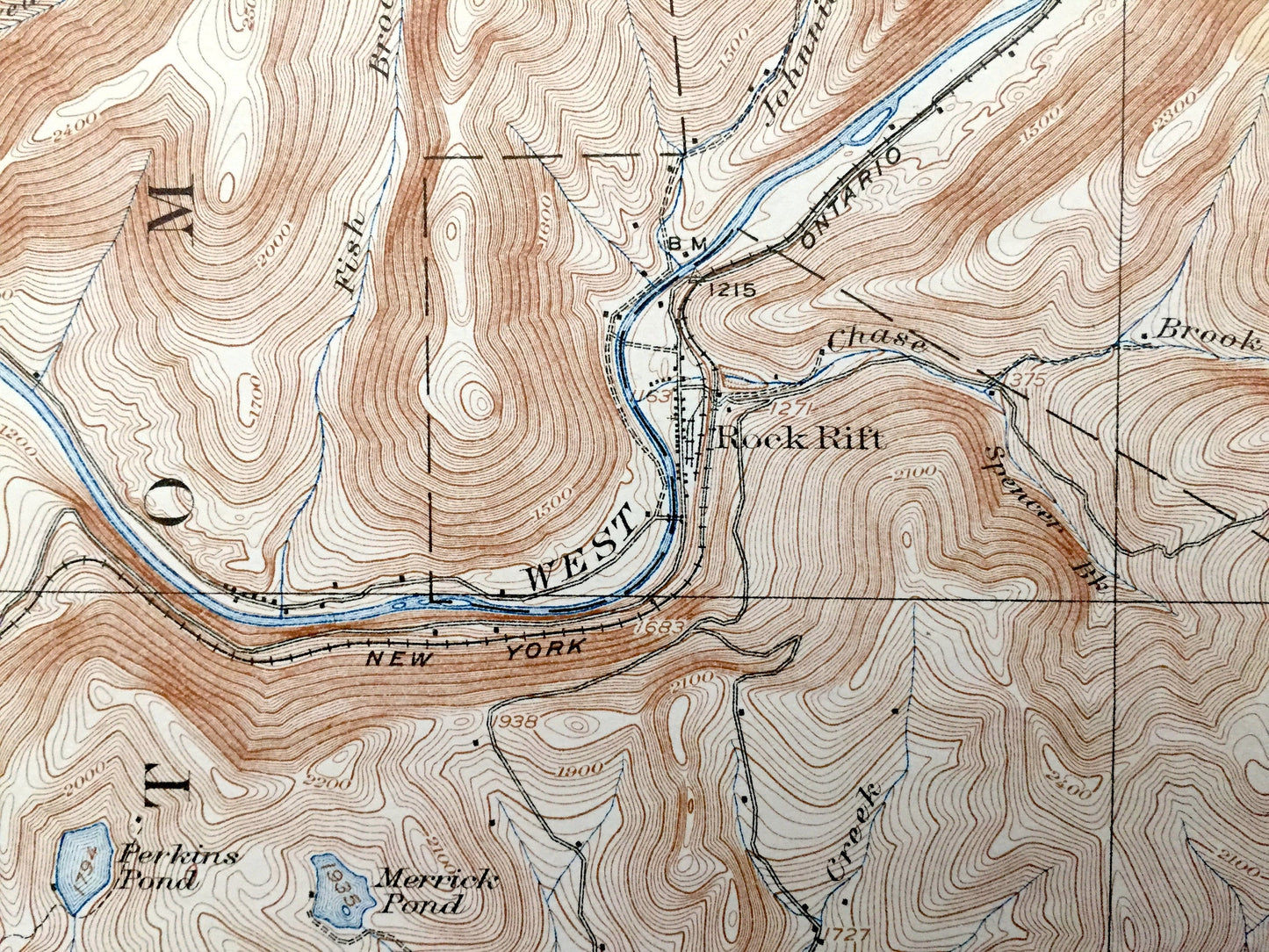 Antique Walton, New York 1925 US Geological Survey Topographic Map – Corbett, Gregorytown, Tompkins, Hamden, Hancock, Delaware County, NY