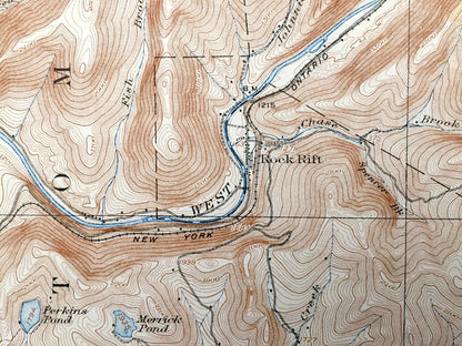 Antique Walton, New York 1925 US Geological Survey Topographic Map – Corbett, Gregorytown, Tompkins, Hamden, Hancock, Delaware County, NY